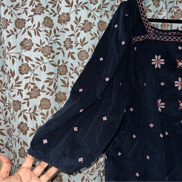 NWT Madewell Embroidered Corduroy Button Back Peplum Top Size 2XL - Picture 3 of 6